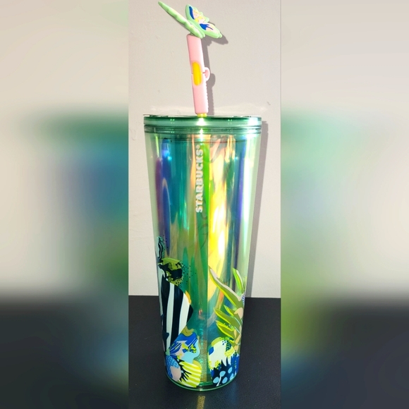 Starbucks Other - NWT Starbucks Summer Iridescent Canna Lily Butterfly Floral Straw Topper Tumbler